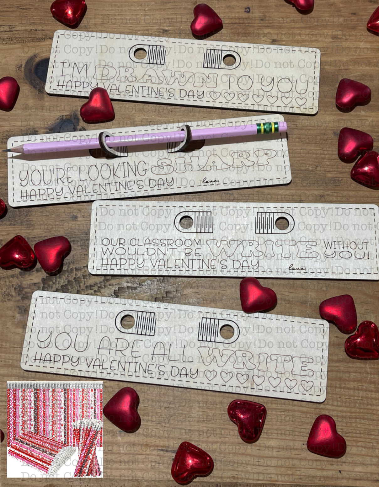 Valentine Pencil Favors - 4 pack - Estimated shipping 1/3