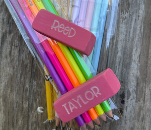 Personalized Pink Erasers