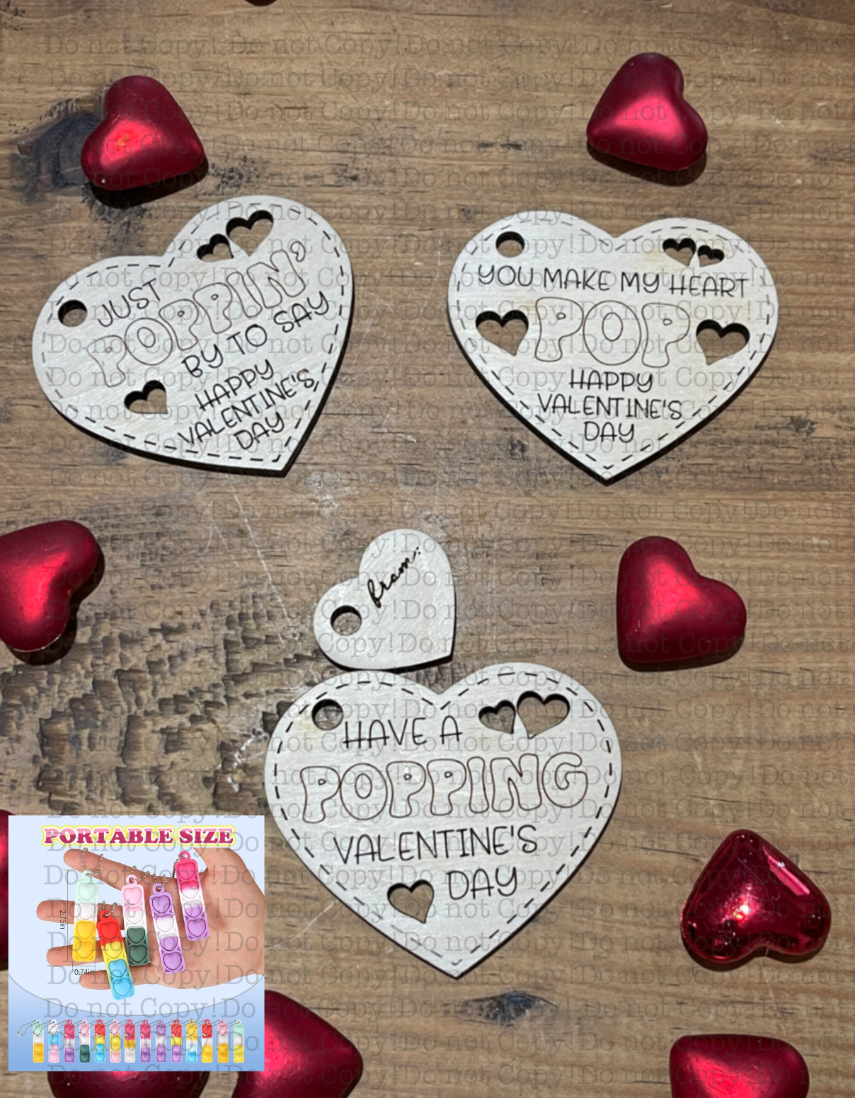Valentine Pop it Keychain Favors - 3 pack - Estimated shipping 1/3