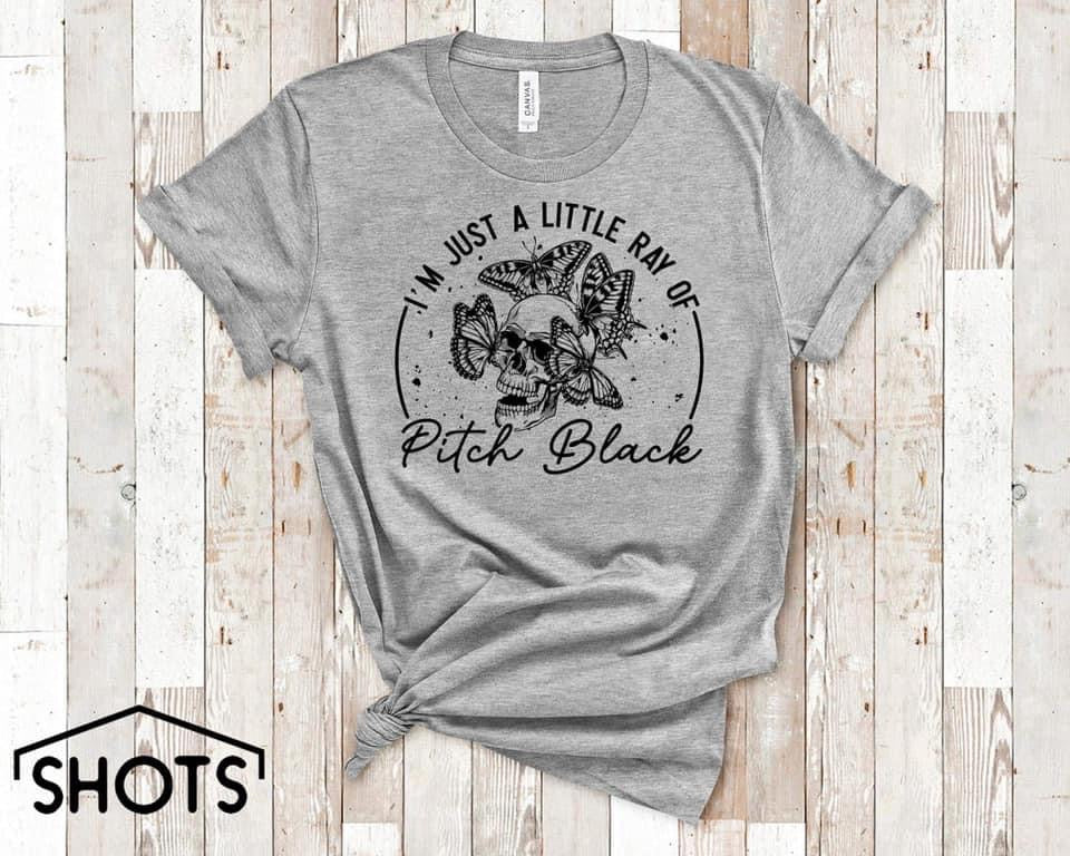 I'M A CUTE LITTLE RAY OF PITCH BLACK' Unisex Ringer T-Shirt